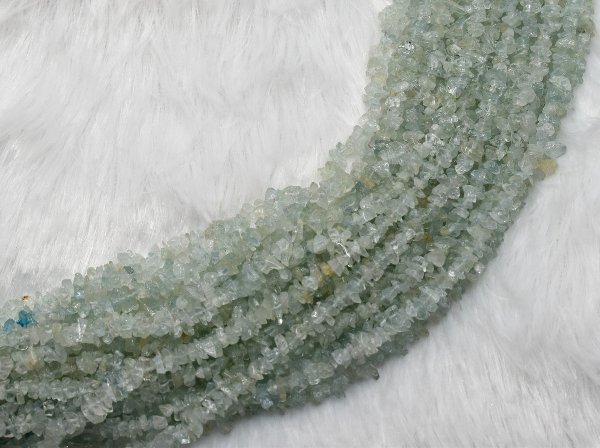 Uncut Raw Aquamarine Crystal Chip Beads for Necklace (Protection and Anxiety Relief)  DestGlow