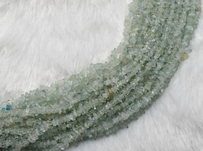 Uncut Raw Aquamarine Crystal Chip Beads for Necklace (Protection and Anxiety Relief)  DestGlow