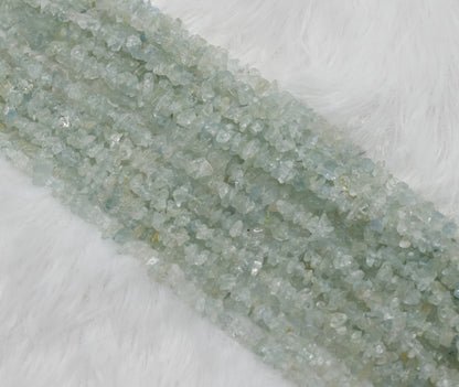 Uncut Raw Aquamarine Crystal Chip Beads for Necklace (Protection and Anxiety Relief)  DestGlow