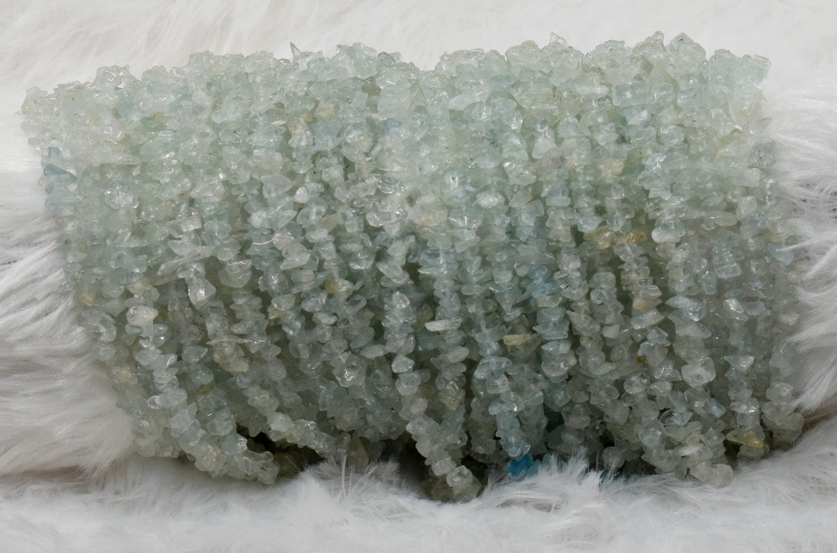 Uncut Raw Aquamarine Crystal Chip Beads for Necklace (Protection and Anxiety Relief)  DestGlow