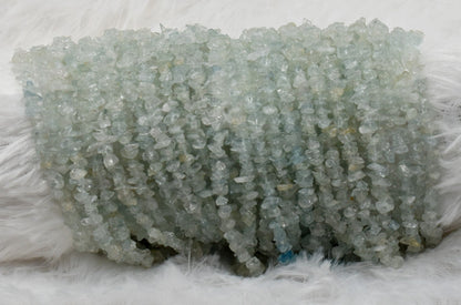 Uncut Raw Aquamarine Crystal Chip Beads for Necklace (Protection and Anxiety Relief)  DestGlow