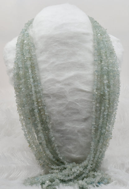 Uncut Raw Aquamarine Crystal Chip Beads for Necklace (Protection and Anxiety Relief)  DestGlow