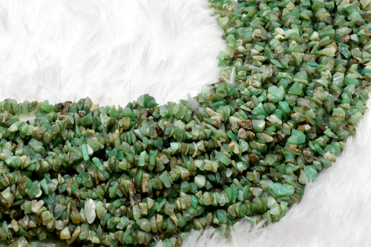 Uncut Raw Chrysophase Crystal Chip Beads for Necklace (Communication and Gentle Self-Expression)  DestGlow