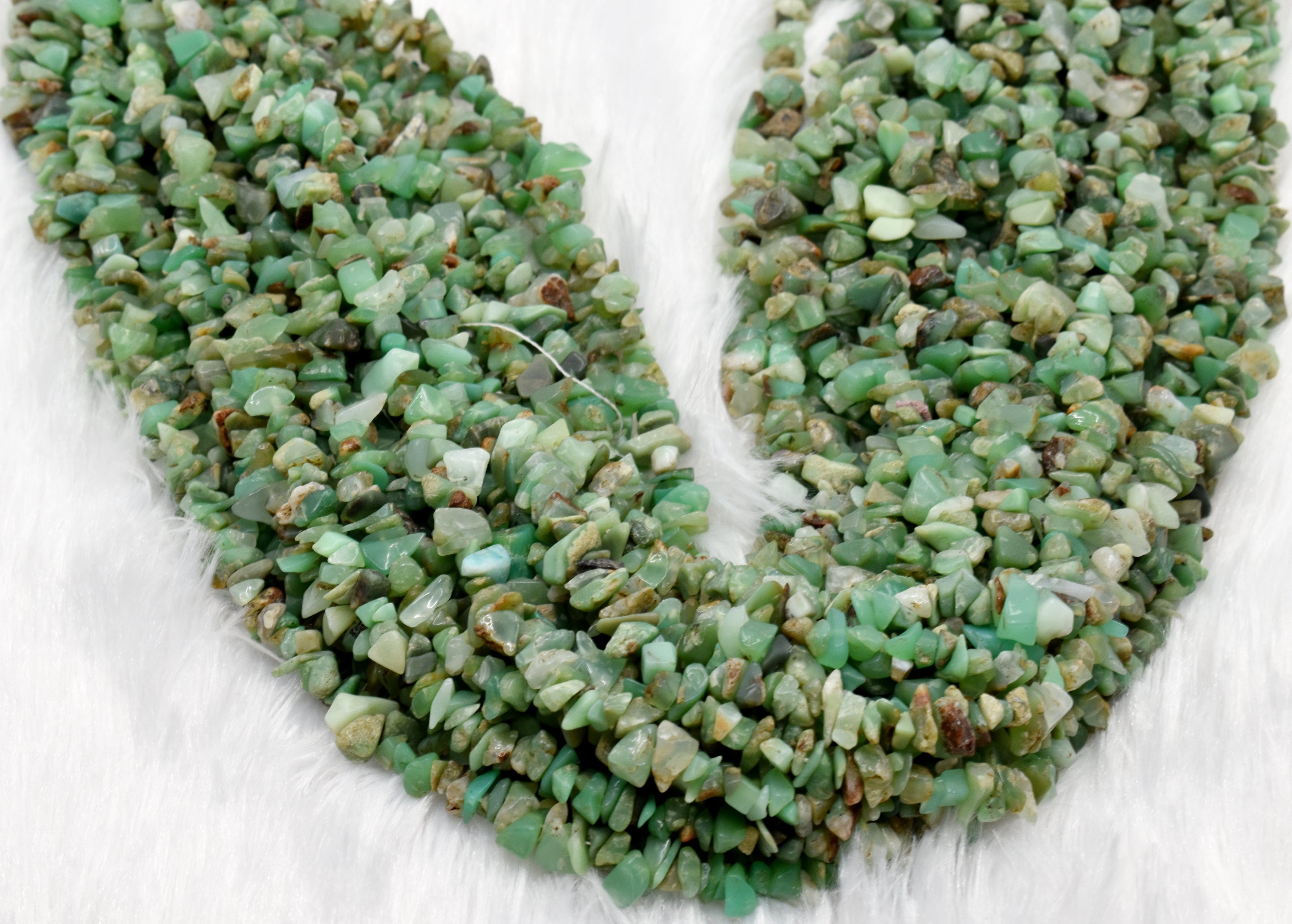 Uncut Raw Chrysophase Crystal Chip Beads for Necklace (Communication and Gentle Self-Expression)  DestGlow