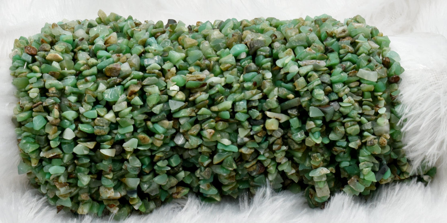Uncut Raw Chrysophase Crystal Chip Beads for Necklace (Communication and Gentle Self-Expression)  DestGlow