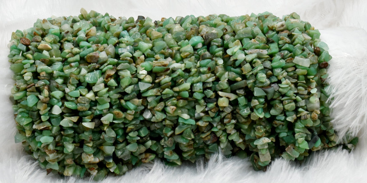 Uncut Raw Chrysophase Crystal Chip Beads for Necklace (Communication and Gentle Self-Expression)  DestGlow