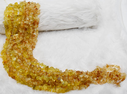 Uncut Raw Citrine Crystal Chip Beads for Necklace (Protection and Anxiety Relief)  DestGlow