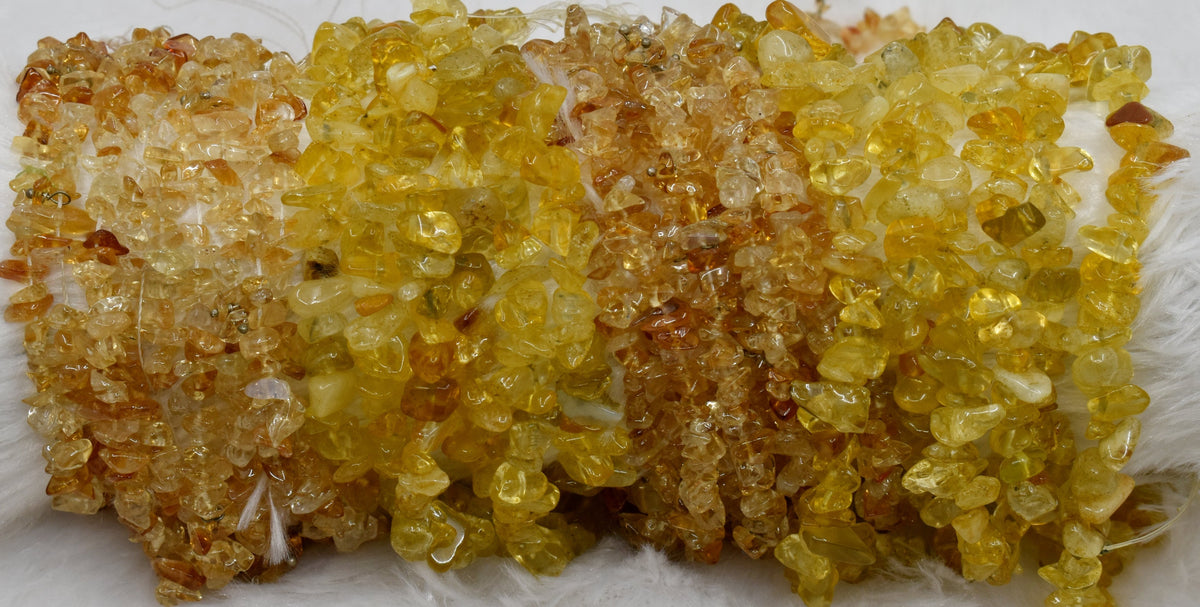 Uncut Raw Citrine Crystal Chip Beads for Necklace (Protection and Anxiety Relief)  DestGlow