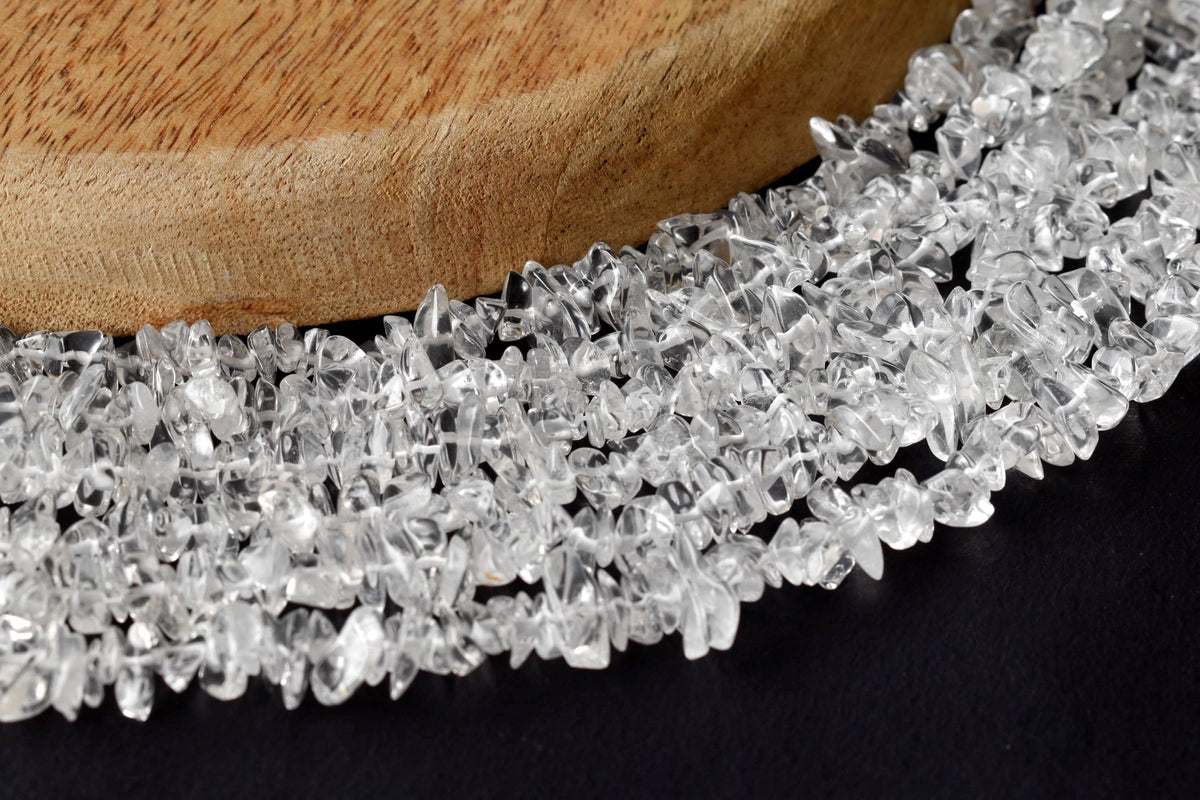 Clear Quartz Chip Beads Necklace, Crystal Uncut Beads  DestGlow