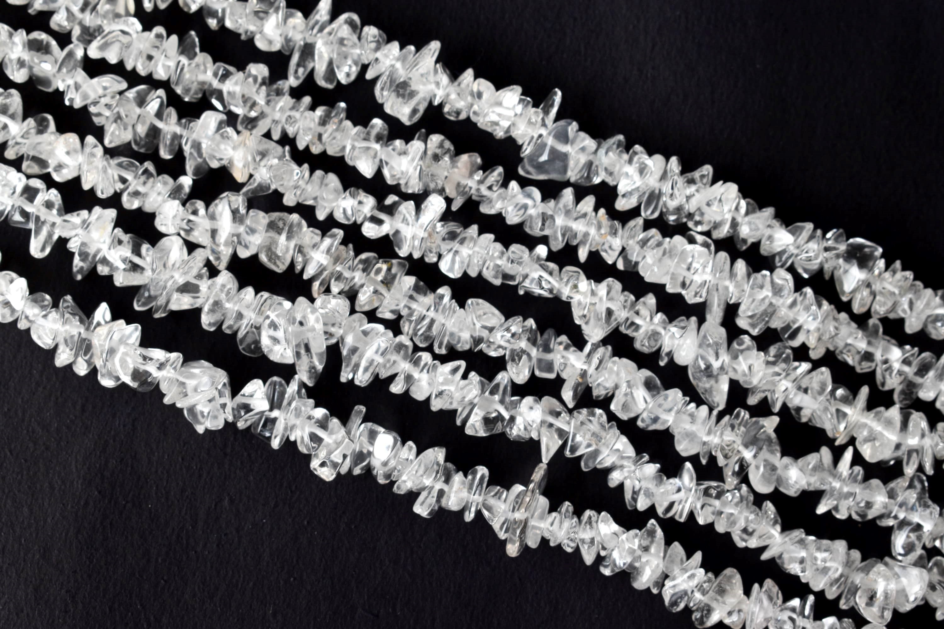 Clear Quartz Chip Beads Necklace, Crystal Uncut Beads  DestGlow