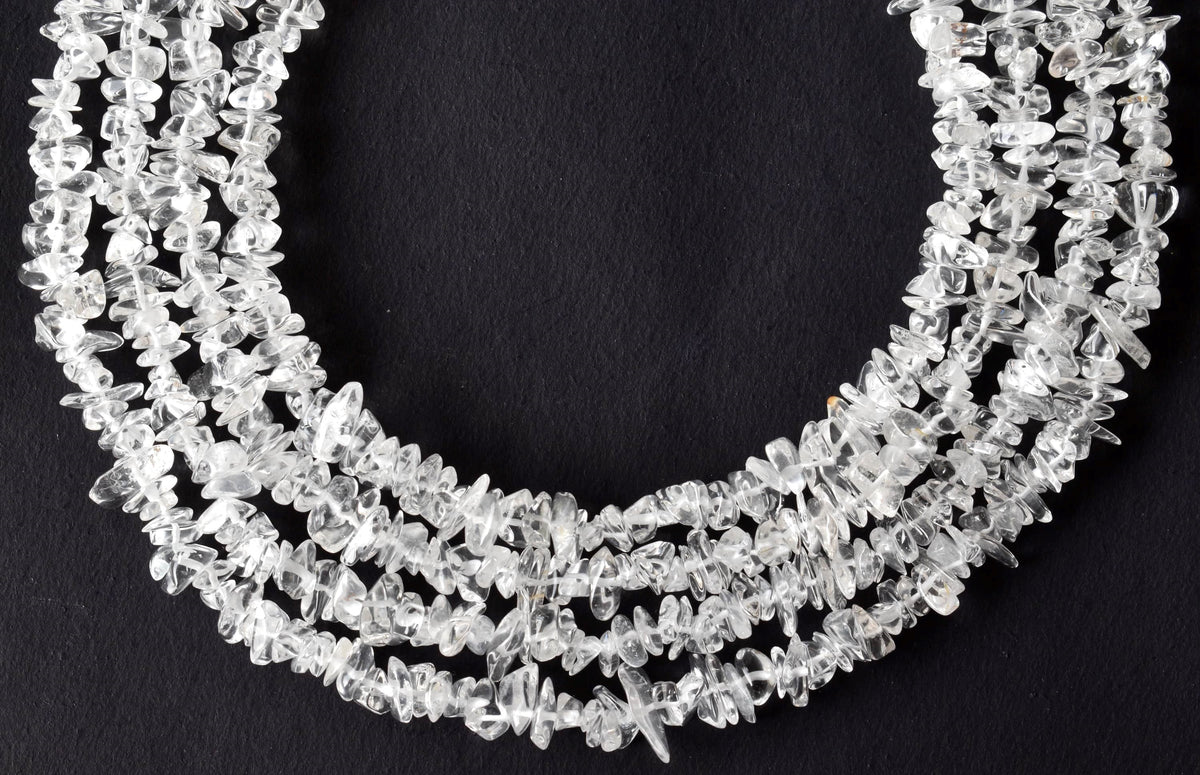 Clear Quartz Chip Beads Necklace, Crystal Uncut Beads  DestGlow