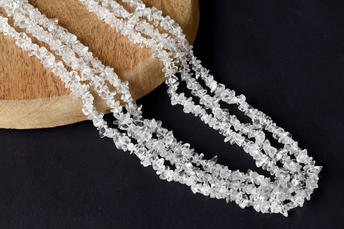 Clear Quartz Chip Beads Necklace, Crystal Uncut Beads  DestGlow