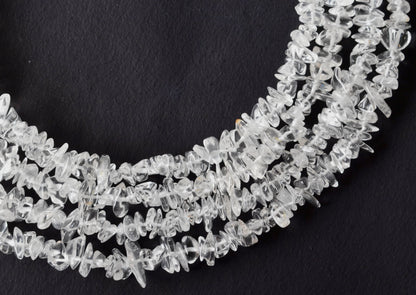 Clear Quartz Chip Beads Necklace, Crystal Uncut Beads  DestGlow