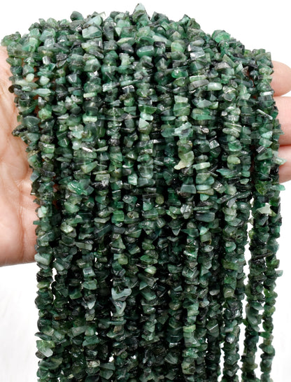 Uncut Raw Emerald Crystal Chip Beads for Necklace (Intuition and Power)  DestGlow