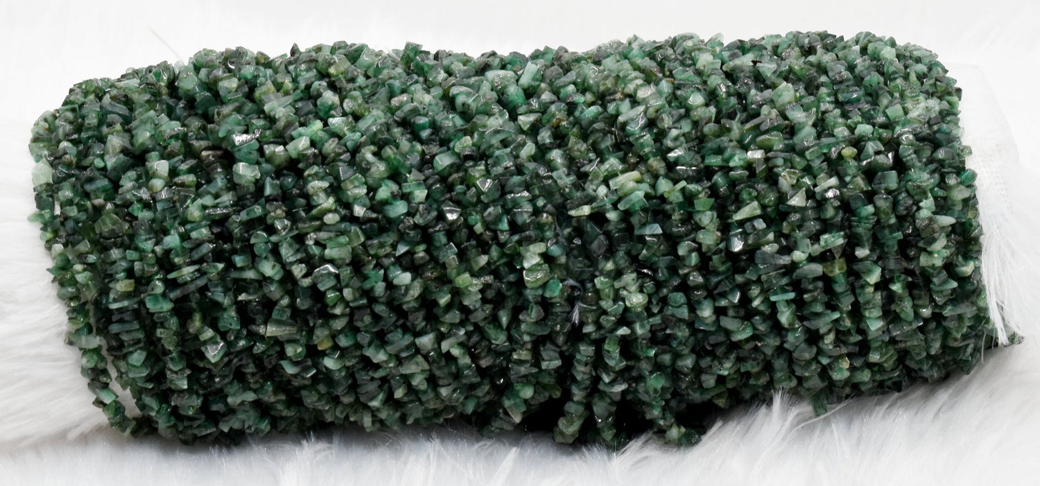 Uncut Raw Emerald Crystal Chip Beads for Necklace (Intuition and Power)  DestGlow