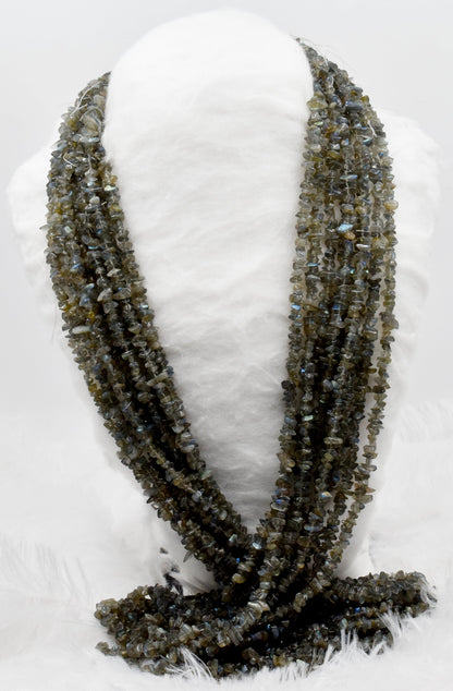 Uncut Raw Labradorite Crystal Chip Beads for Necklace (Expanded Awareness and Intuition)  DestGlow