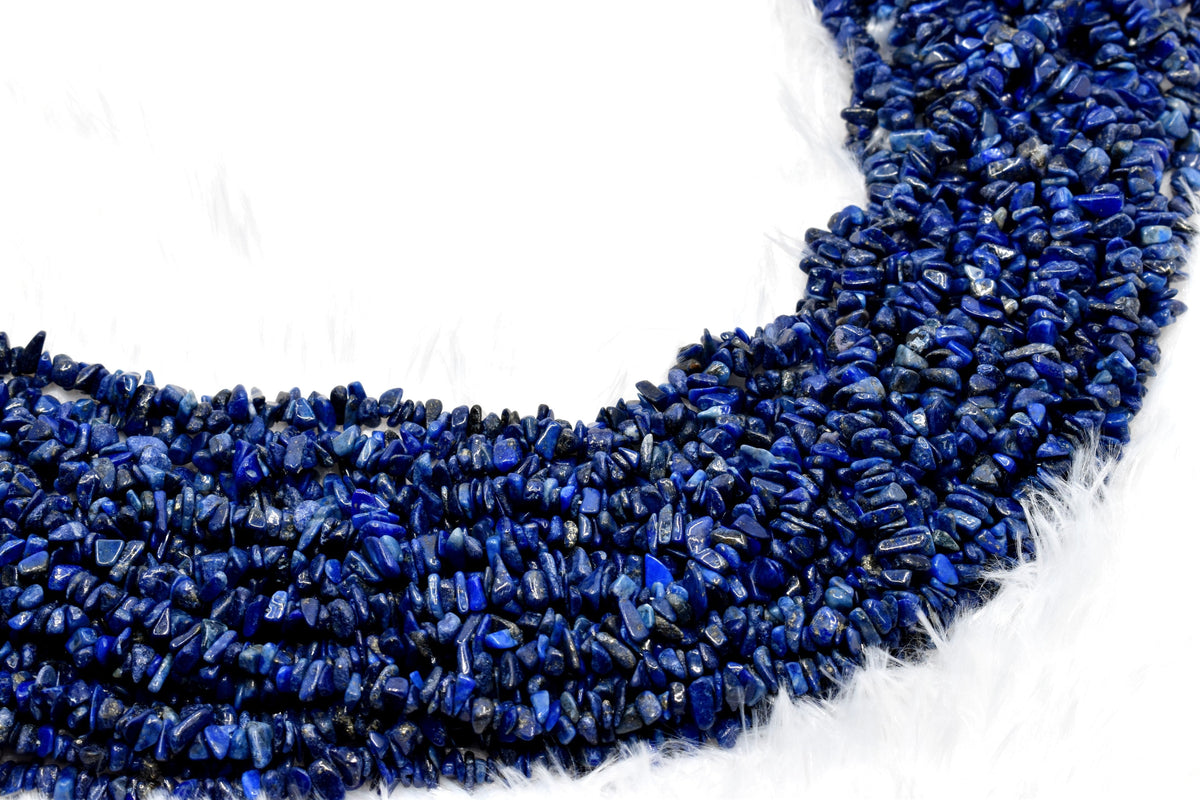 Uncut Raw Lapis Lazuli Crystal Chip Beads for Necklace (Expansion and Insight).  DestGlow