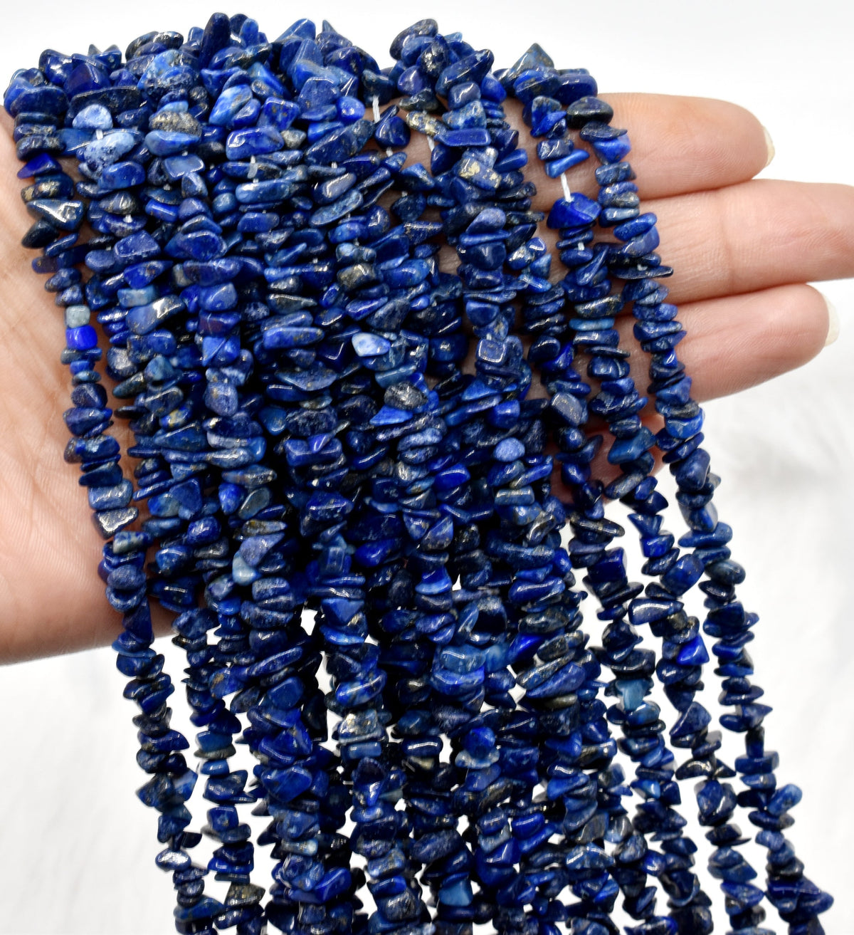 Uncut Raw Lapis Lazuli Crystal Chip Beads for Necklace (Expansion and Insight).  DestGlow