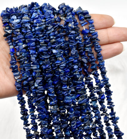 Uncut Raw Lapis Lazuli Crystal Chip Beads for Necklace (Expansion and Insight).  DestGlow