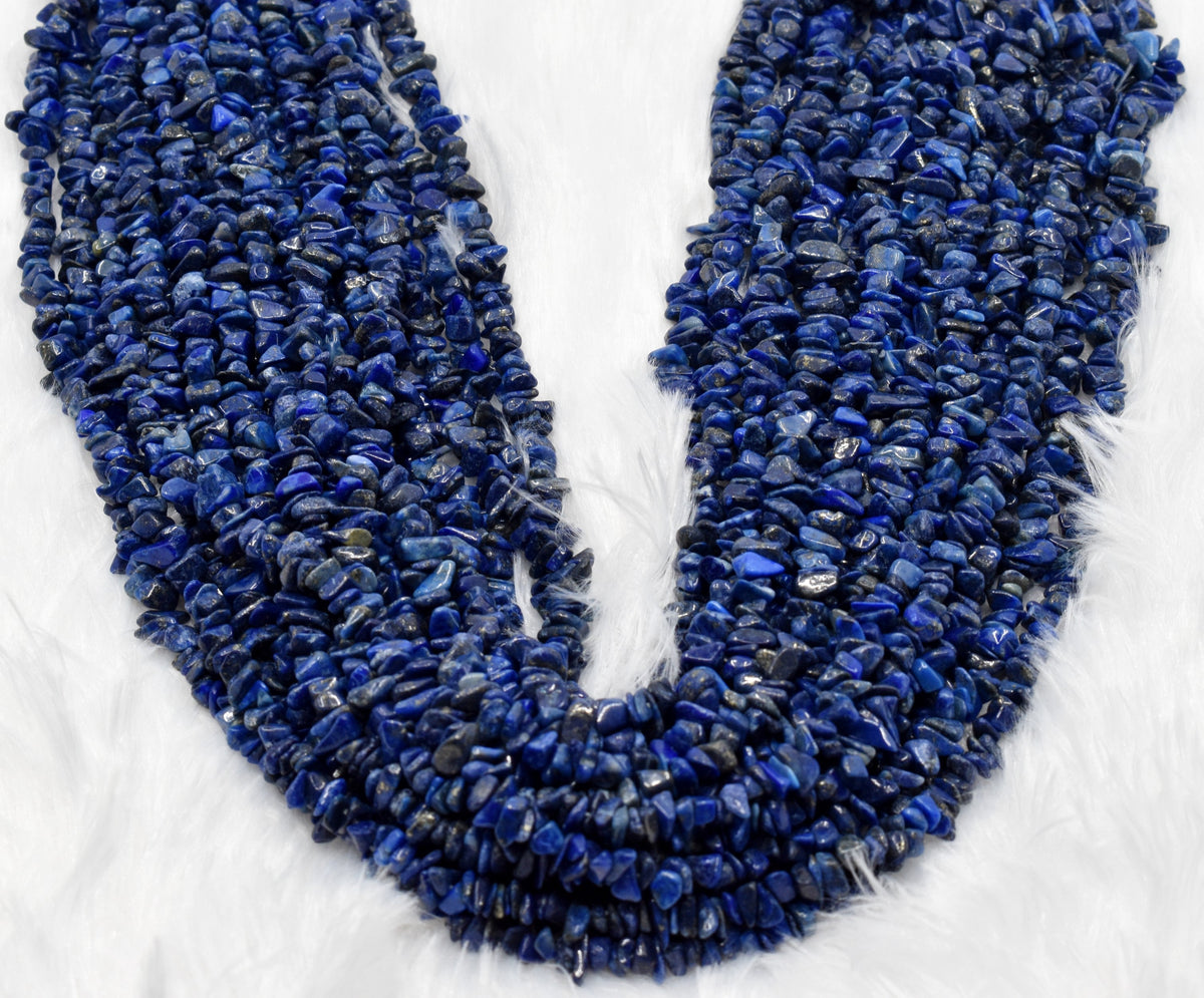 Uncut Raw Lapis Lazuli Crystal Chip Beads for Necklace (Expansion and Insight).  DestGlow