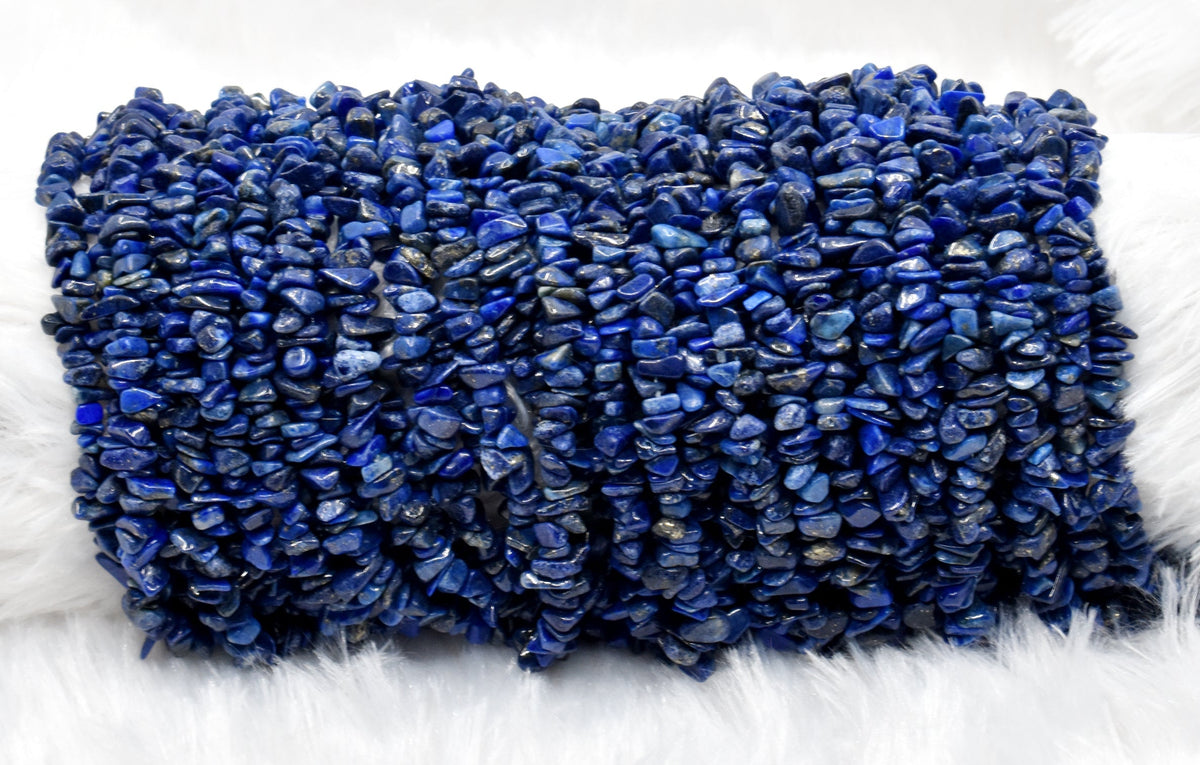 Uncut Raw Lapis Lazuli Crystal Chip Beads for Necklace (Expansion and Insight).  DestGlow