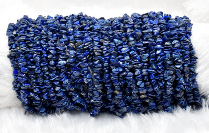 Uncut Raw Lapis Lazuli Crystal Chip Beads for Necklace (Expansion and Insight).  DestGlow