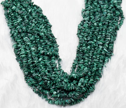 Uncut Raw Malachite Crystal Chip Beads for Necklace (Leadership and Travel)  DestGlow