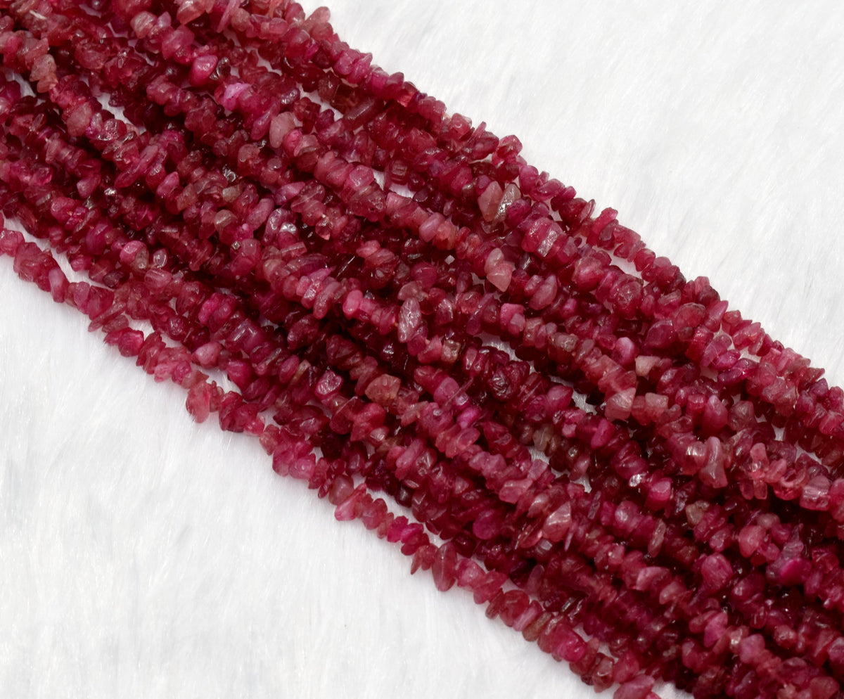 Uncut Raw Pink Tourmaline Crystal Chip Beads for Necklace (Generosity and Passion)  DestGlow