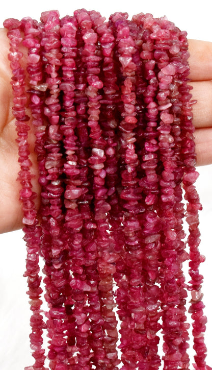 Uncut Raw Pink Tourmaline Crystal Chip Beads for Necklace (Generosity and Passion)  DestGlow
