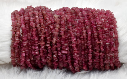 Uncut Raw Pink Tourmaline Crystal Chip Beads for Necklace (Generosity and Passion)  DestGlow