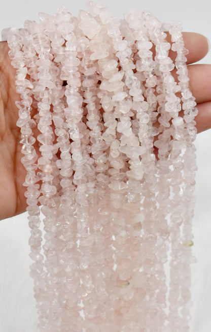 Uncut Raw Rose Quartz Crystal Chip Beads for Necklace (Creativity and Empathy).  DestGlow