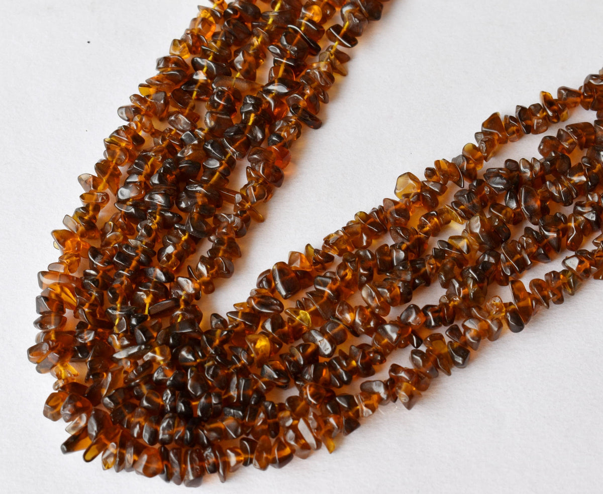 Smokey Quartz Chip Beads Necklace, Crystal Uncut Beads  DestGlow