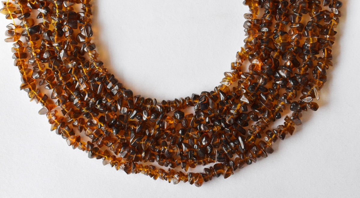 Smokey Quartz Chip Beads Necklace, Crystal Uncut Beads  DestGlow