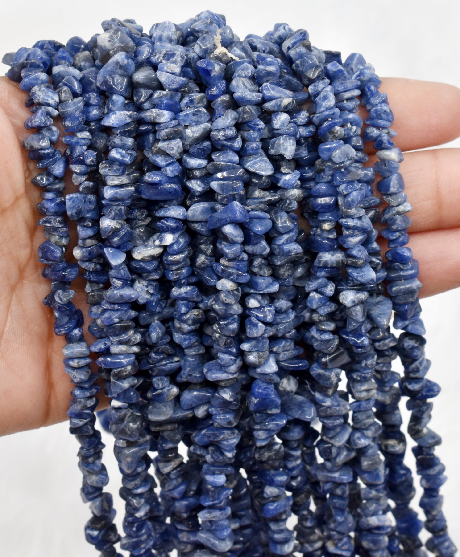 Uncut Raw Sodalite Crystal Chip Beads for Necklace (Alignment With The Higher Self and Meditation)  DestGlow