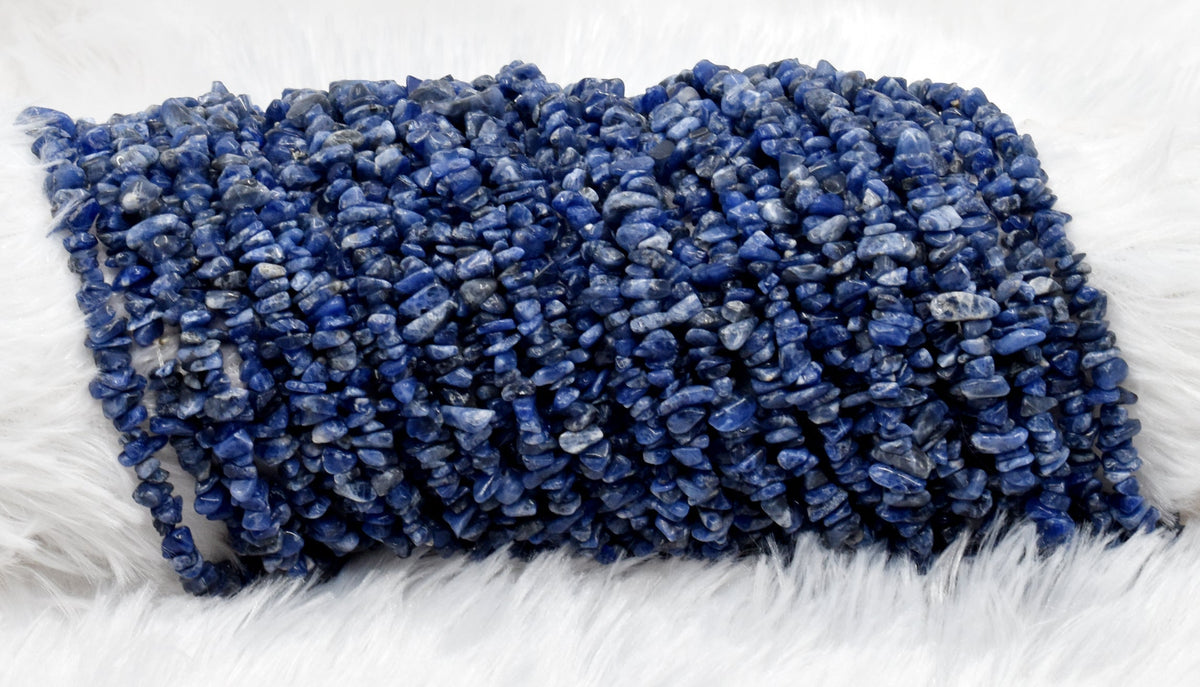 Uncut Raw Sodalite Crystal Chip Beads for Necklace (Alignment With The Higher Self and Meditation)  DestGlow