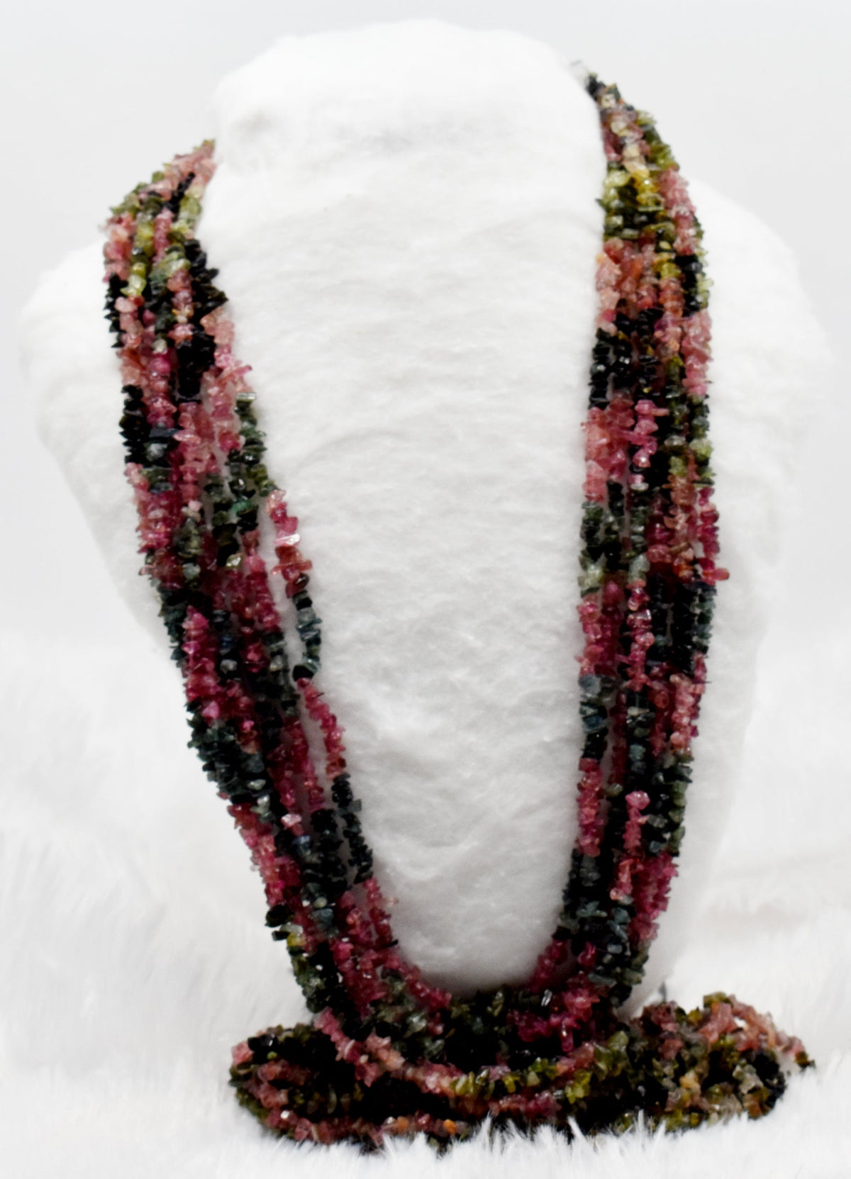 Uncut Raw Watermelon Tourmaline Crystal Chip Beads for Necklace (Purification and Stress Relief)  DestGlow