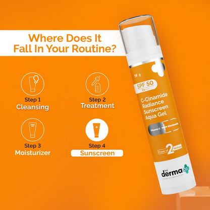 The Derma Co C-Cinamide Radiance Sunscreen Aqua Gel with SPF 50