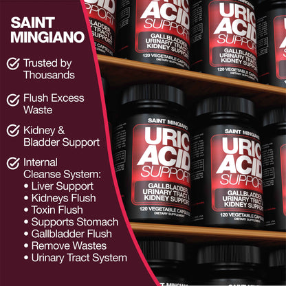 Uric Acid Support -120 Capsules - Supports Kidney Cleanse Detox &amp; Repair, Gallbladder &amp; Urinary Tract Issues
