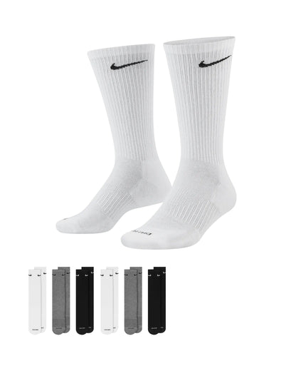 Nike Dri-Fit 6-Pack Cushioned Crew Socks - Black/Gray/White by Denim Exchange