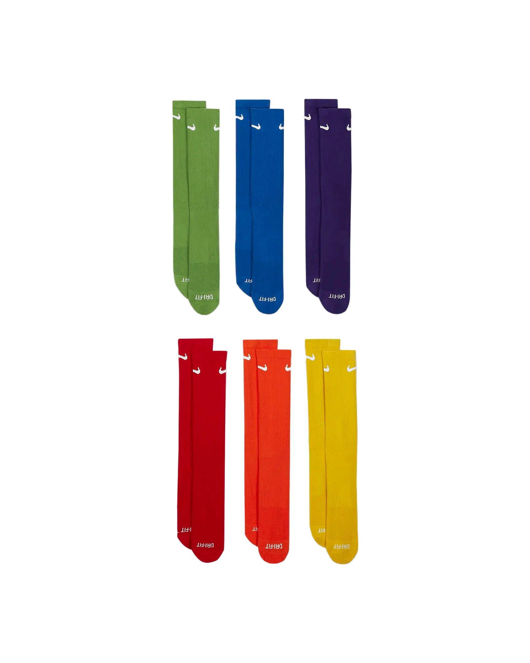 Nike Dri-Fit 6-Pack Cushioned Crew Socks - Rainbow by Denim Exchange