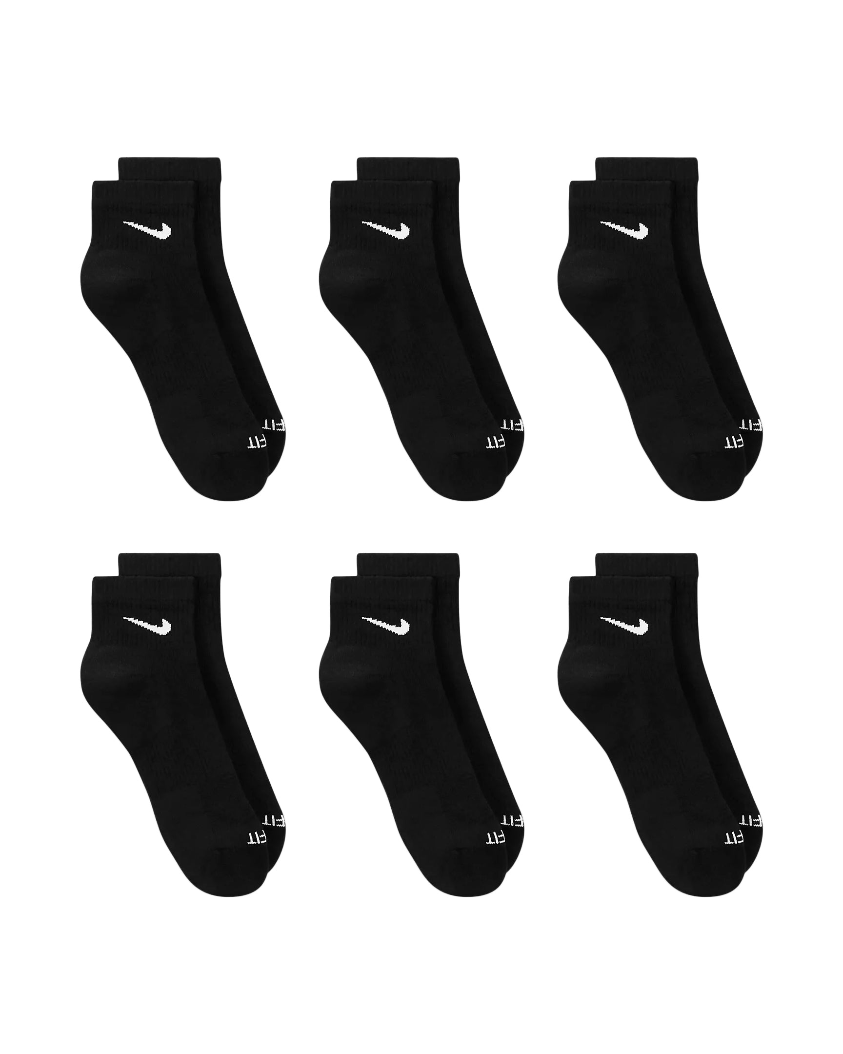 Nike 6-Pack Dri-Fit Cushioned Ankle Socks - Black by Denim Exchange