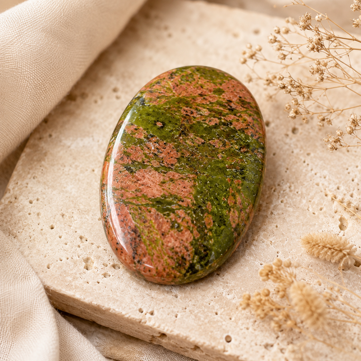 Unakite Pocket Stones (Generosity and Joy)  DestGlow