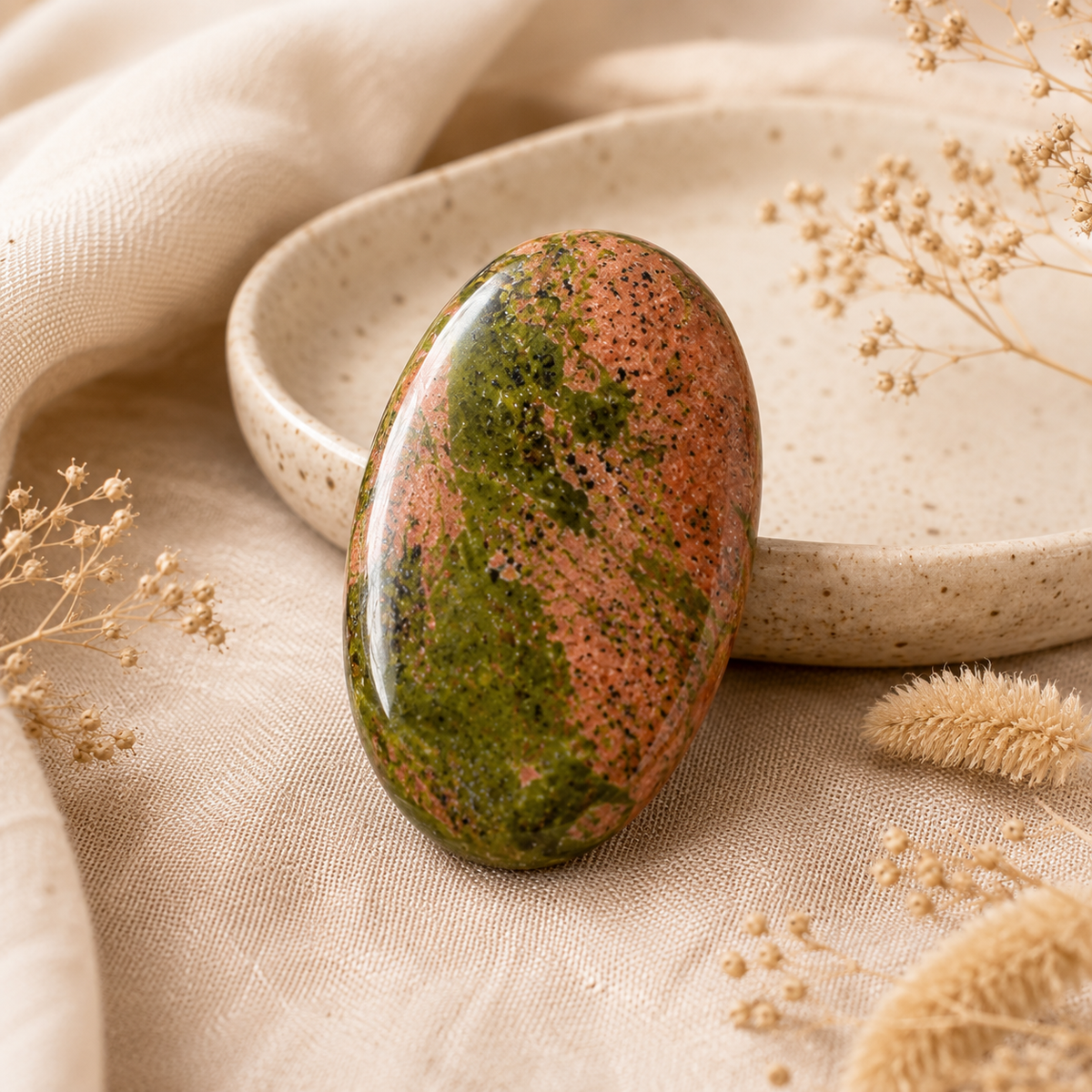 Unakite Pocket Stones (Generosity and Joy)  DestGlow