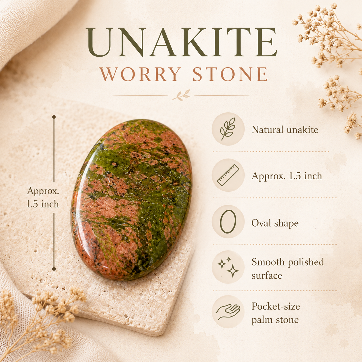 Unakite Pocket Stones (Generosity and Joy)