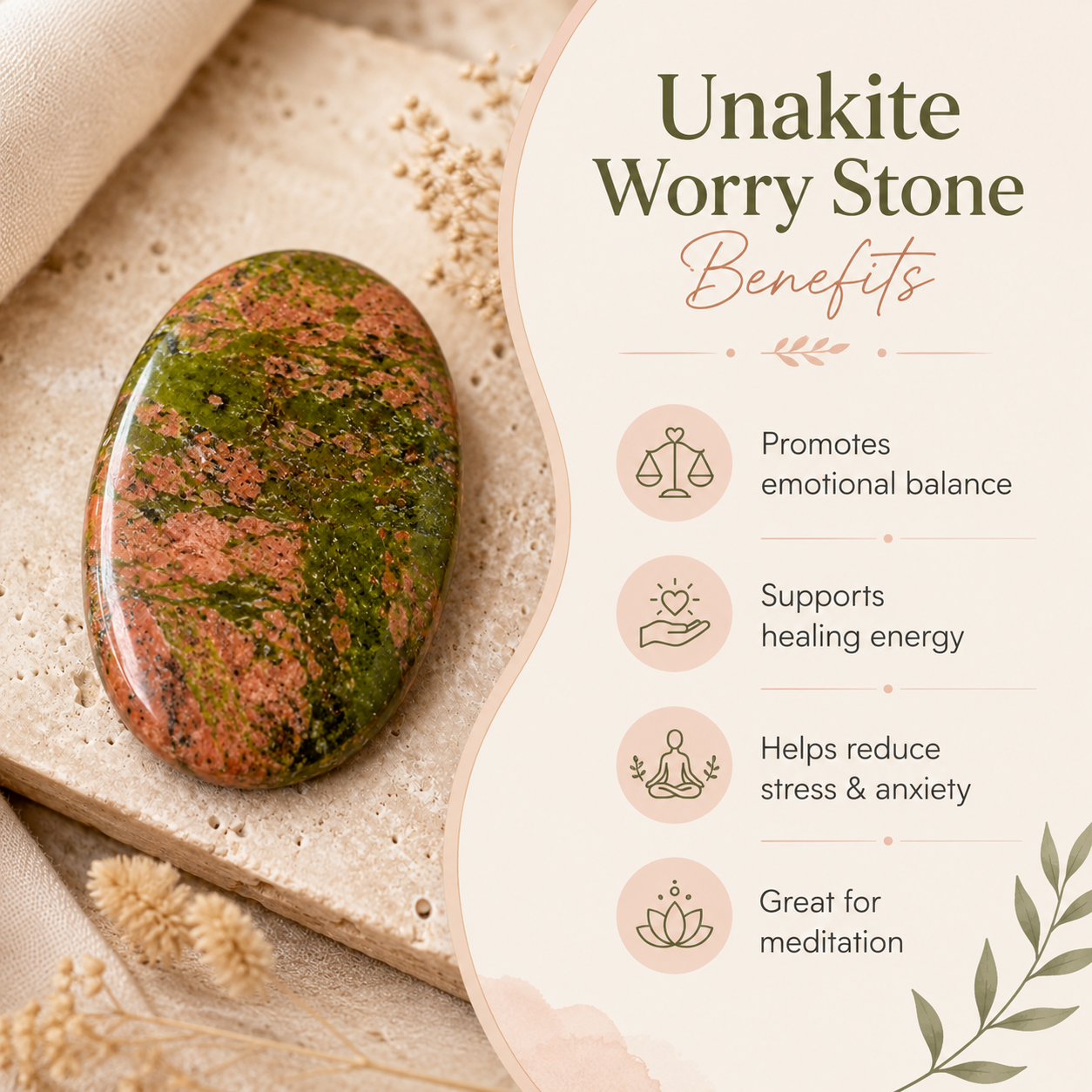 Unakite Pocket Stones (Generosity and Joy)  DestGlow