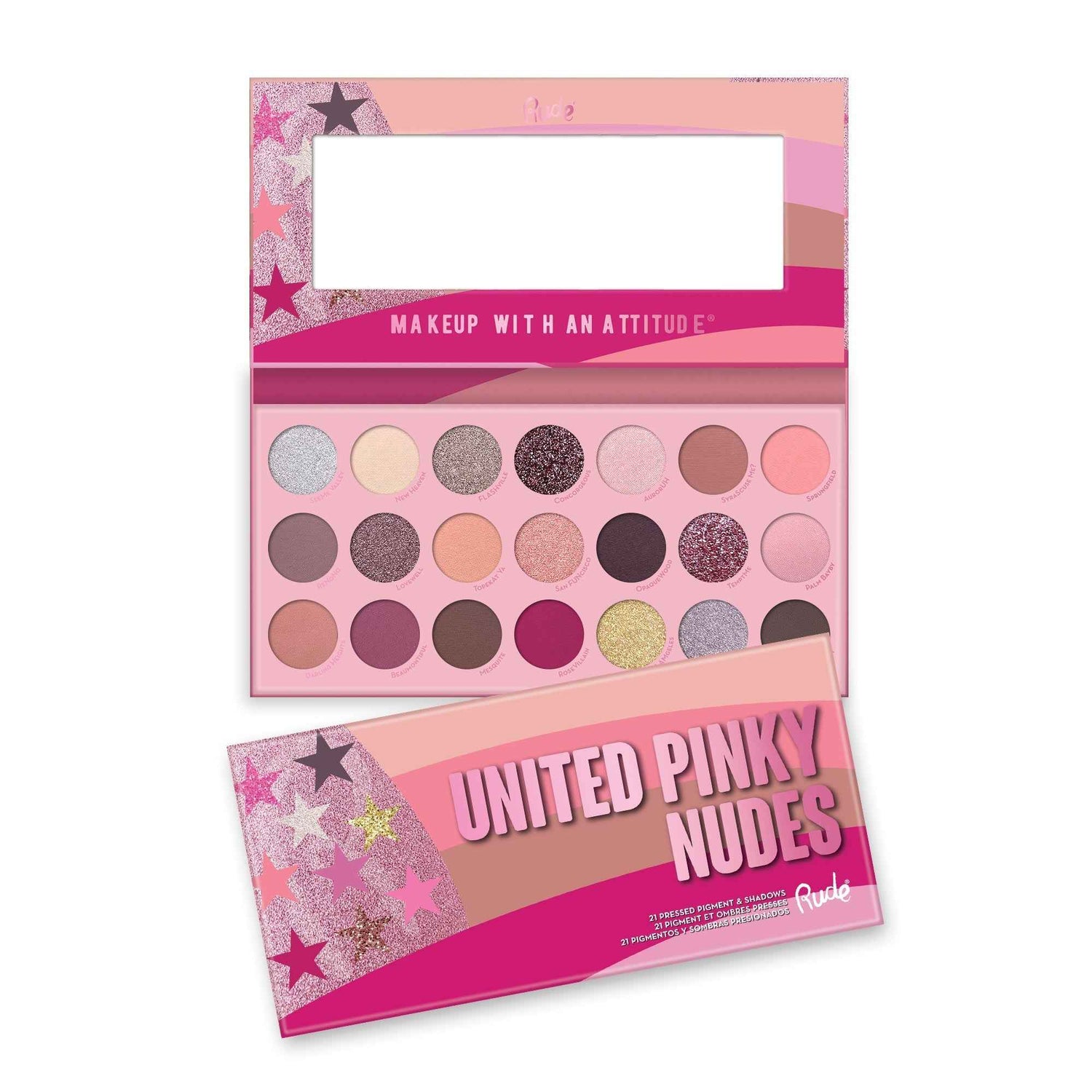 RUDE United Pinky Nudes - 21 Pressed Pigment &amp; Shadows Palette