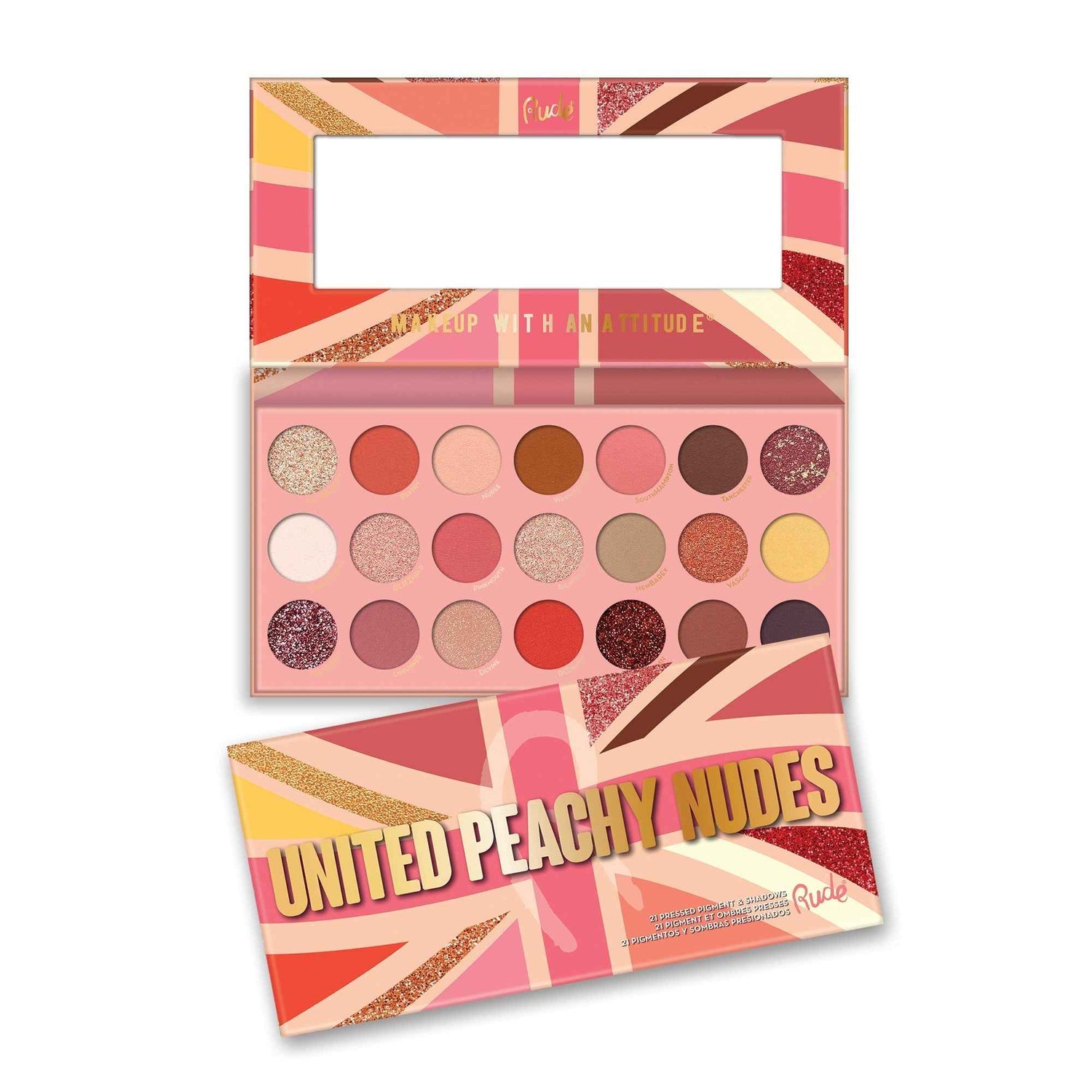 RUDE United Peachy Nudes - 21 Pressed Pigment &amp; Shadows Palette