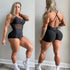 BUTT SCRUNCH TEXTURE WAVE BLACK DETAIL MASH SHORTS JUMPSUIT by Iris Fitness Online