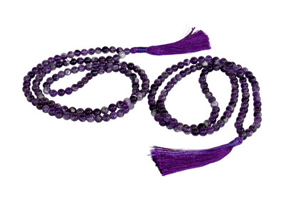 Natural Amethyst Plain Mala With 108 Prayer Beads For Mediation.  DestGlow