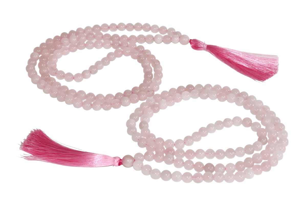 Rose Quartz Gemstone Mala, 108 Prayer Bead Mala.  DestGlow